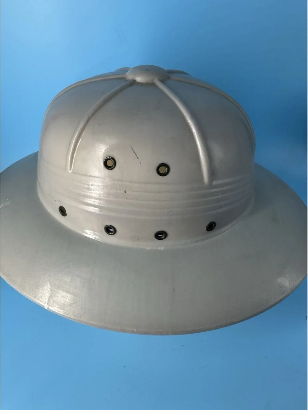 Vintage Golden Elephant Pith Helmet Safari Hat White Rain Sun Costume
